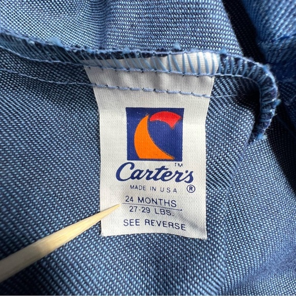 Carters Vintage Bib Overalls Blue Rodeo Bear Infant Toddler 80s 90s 24 Mos NWT - Picture 7 of 10